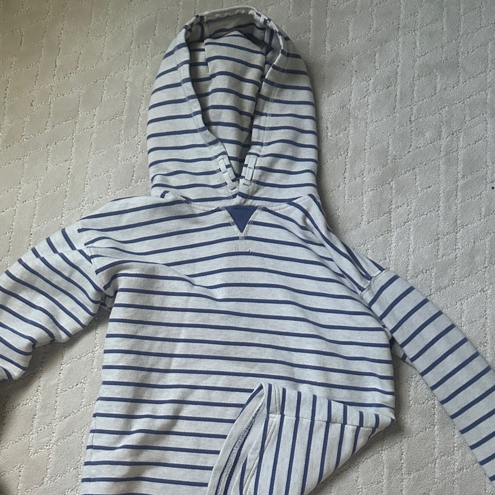 Mini Boden Blue and White Striped Hoodie